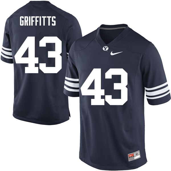 Men #43 Kyle Griffitts BYU Cougars College Football Jerseys Sale-Navy